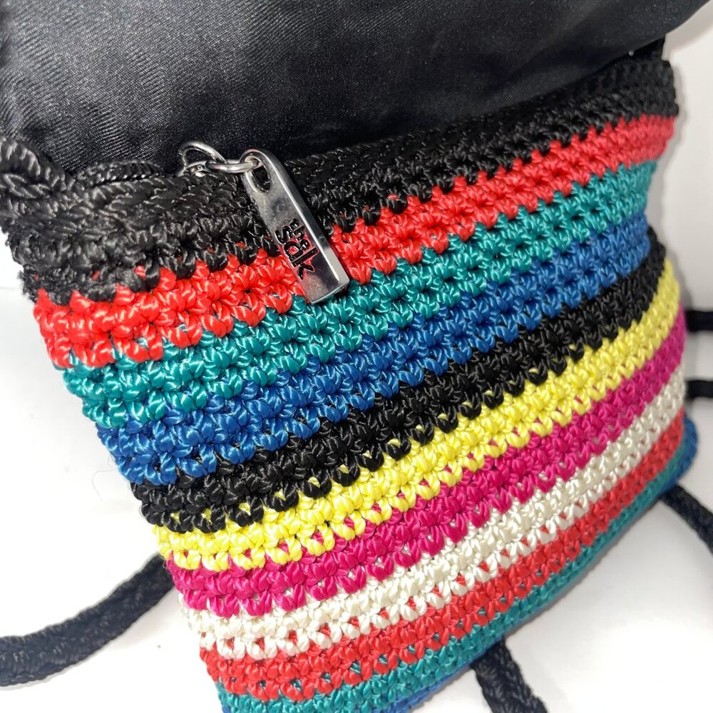 The SAK Multi-Color Rainbow Crochet Crossbody Bag Flap Over with Zipper Closure - Picture 5 of 7